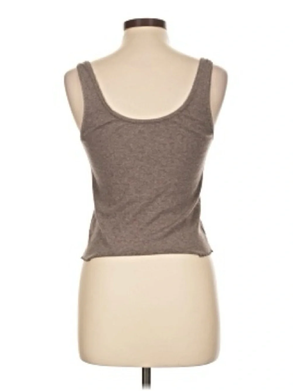 Classic Scoop Neck Tank Top Pointelle Ribbed Taupe American Eagle Size Medium